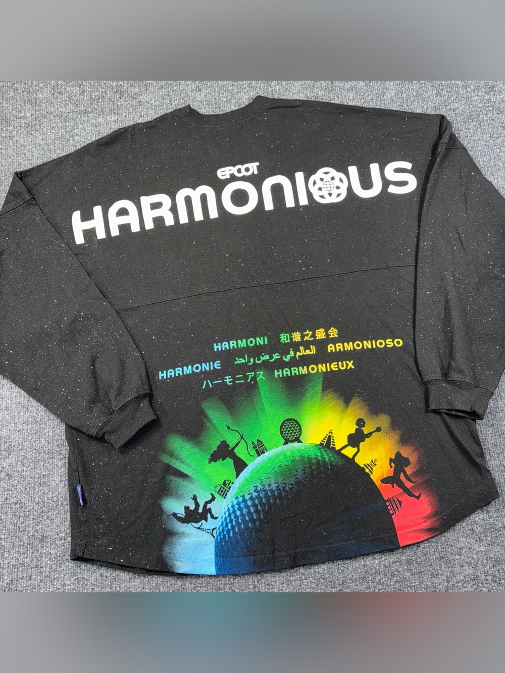 Disney Spirit Jersey Shirt Men’s/Womens XL Black Epcot Harmonious Graphic Tee